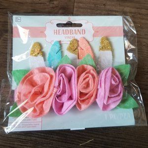 Baby Girl Birthday Flowers and Feathers Crown Headband